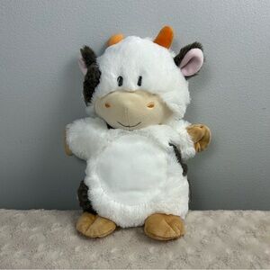 Demdaco Cow Calf Puppet Plush Stuffed Animal Toy Gray White Lift the Spirit Bull
